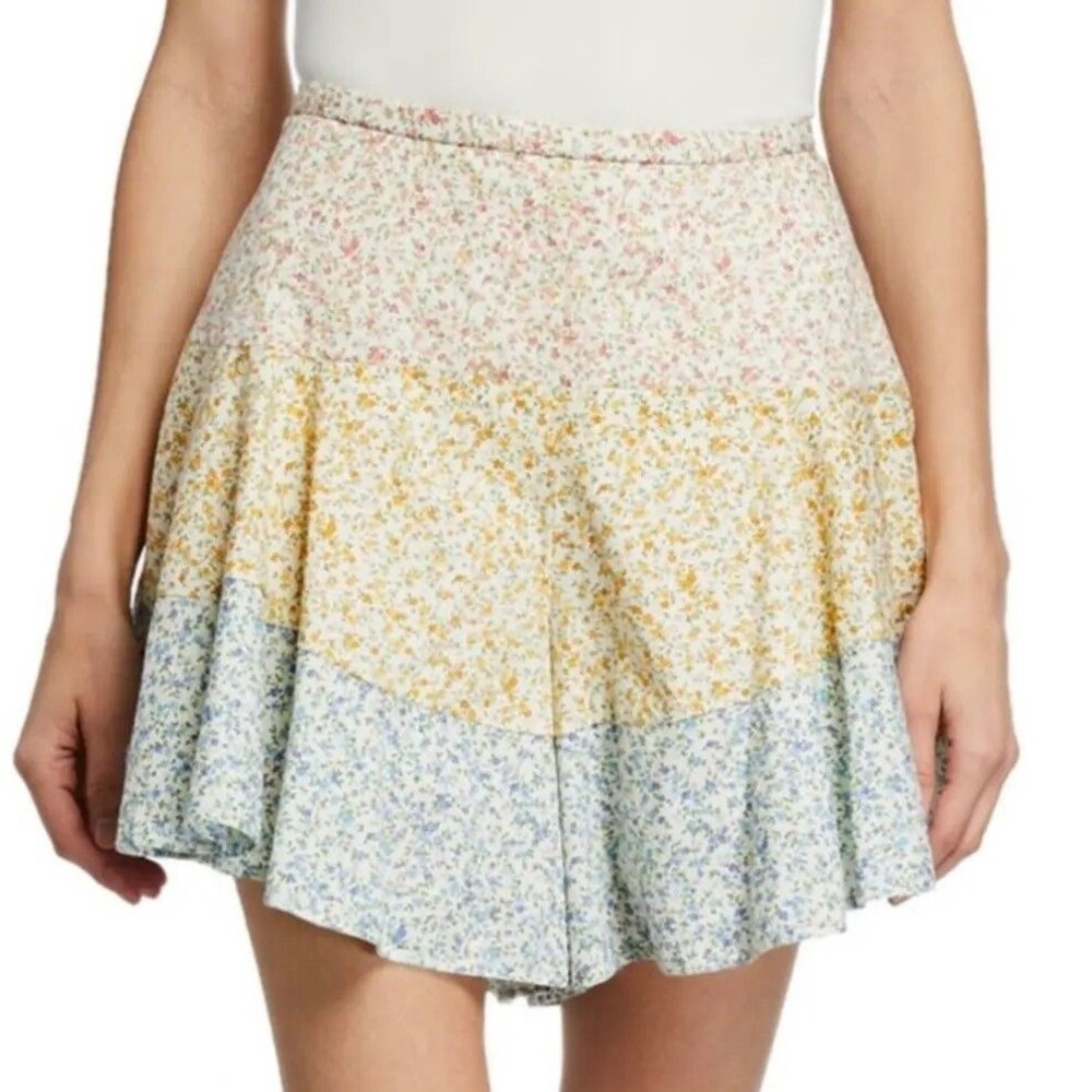 Petersyn Amory Patio Ditsy Floral Pleated Shorts Skirt M New Cottagecore Girly